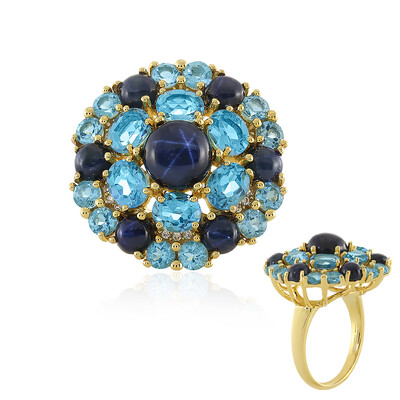 Anillo en plata con Zafiro estrella azul