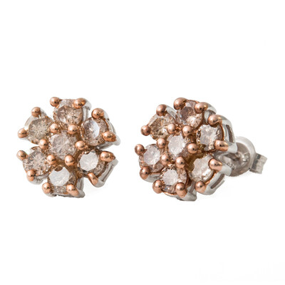 Pendientes en plata con Diamante champán