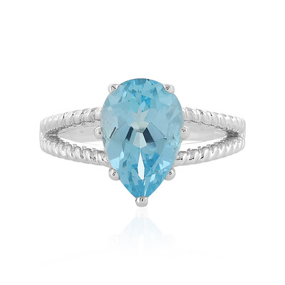 Anillo en plata con Topacio azul cielo