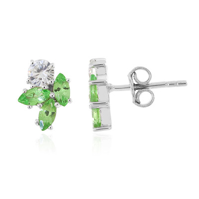 Pendientes en plata con Tsavorita