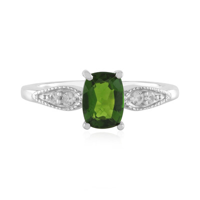 Anillo en plata con Diópsido de Rusia