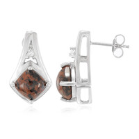 Pendientes en plata con Obsidiana caoba