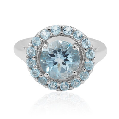 Anillo en plata con Topacio azul cielo