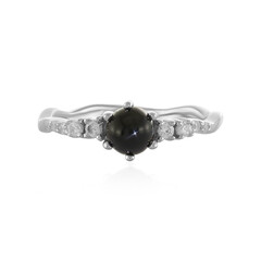 Anillo en plata con Diópsido estrella de la India