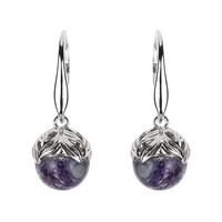 Pendientes en plata con Charoita