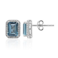 Pendientes en plata con Topacio azul de Londres