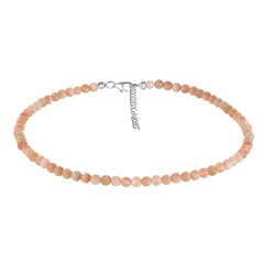 Collar en plata con Piedra de luna melocotón