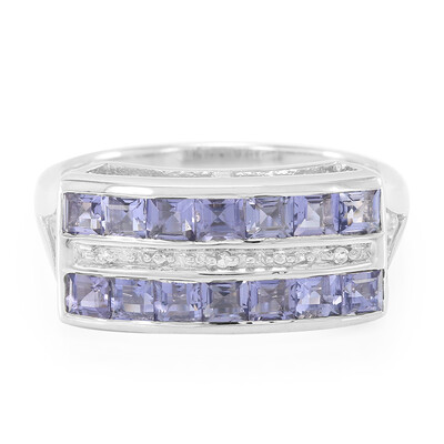 Anillo en plata con Iolita de Ceilán
