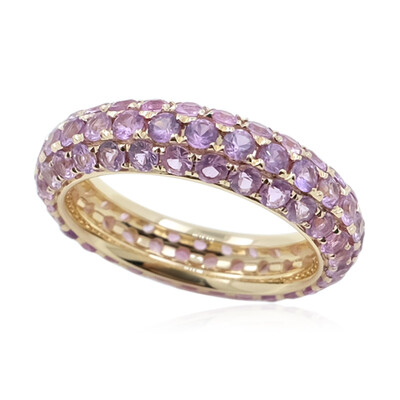 Anillo en oro con Zafiro de Ceilán púrpura no calentado