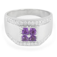 Anillo de hombre en plata con Amatista de Zambia