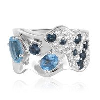 Anillo en plata con Topacio azul cielo