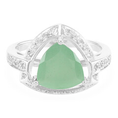 Anillo en plata con Calcedonia verde