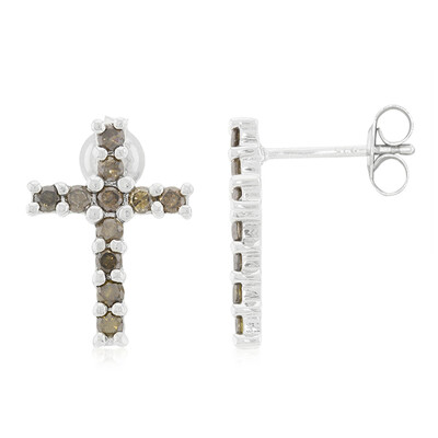 Pendientes en plata con Diamante chocolate