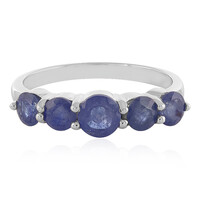 Anillo en plata con Zafiro azul de Madagascar