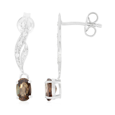 Pendientes en plata con Zircón canela