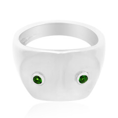 Anillo de hombre en plata con Diópsido de Rusia