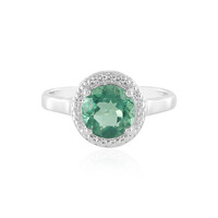 Anillo en plata con Fluorita azul petróleo