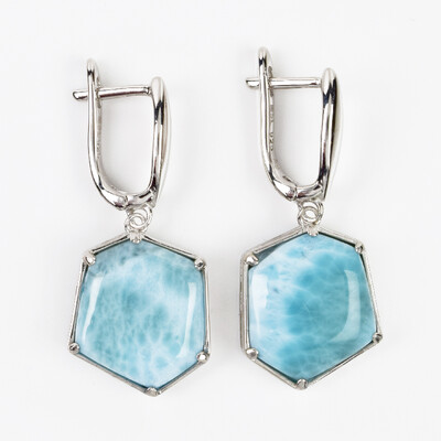 Pendientes en plata con Larimar