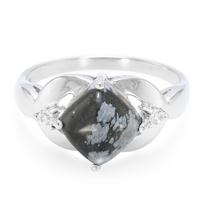 Anillo en plata con Obsidiana Copo de Nieve