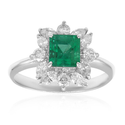 Anillo en platino con Esmeralda de Zambia AAA (CIRARI)