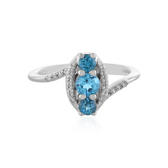 Anillo en plata con Topacio azul suizo