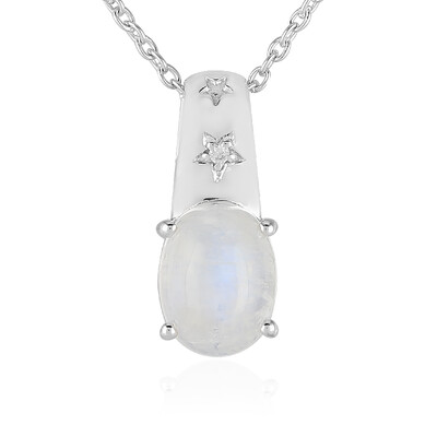 Collar en plata con Piedra de Luna arcoíris