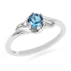 Anillo en plata con Topacio azul de Londres