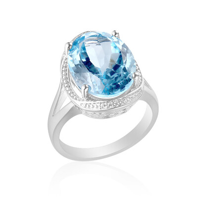 Anillo en plata con Topacio azul cielo