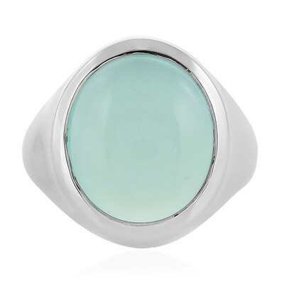 Anillo en plata con Calcedonia agua