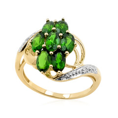 Anillo en oro con Diópsido de Rusia