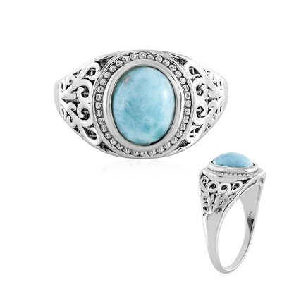 Anillo en plata con Larimar