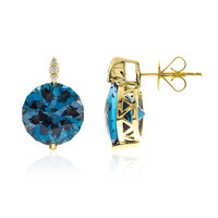 Pendientes en oro con Topacio azul de Londres