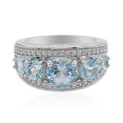 Anillo en plata con Topacio azul cielo