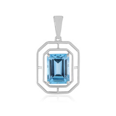 Colgante en platino con Topacio azul suizo