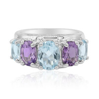 Anillo en plata con Topacio azul cielo