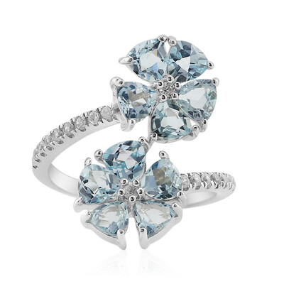 Anillo en plata con Topacio azul cielo