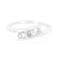 Anillo en plata con Piedra de Luna arcoíris