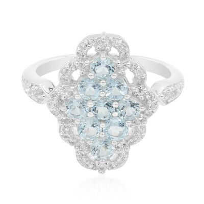 Anillo en plata con Topacio azul cielo