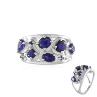 Anillo en plata con Zafiro azul de Madagascar