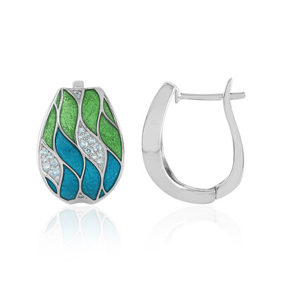 Pendientes en plata con Topacio azul suizo (Adela Silber)