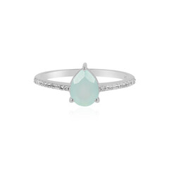 Anillo en plata con Calcedonia agua