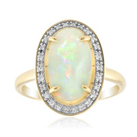 Anillo en oro con Ópalo blanco de Brasil