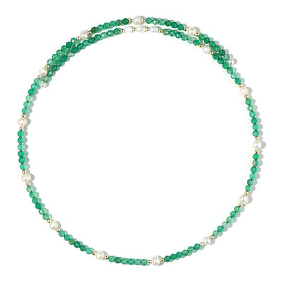 Collar al cuello en acero con Perla blanca Freshwater (Riya)
