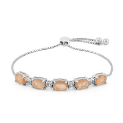 Brazalete en plata con Cuarzo durazno pastel