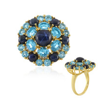 Anillo en plata con Zafiro estrella azul