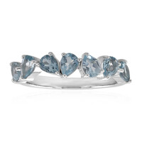 Anillo en plata con Topacio azul cielo