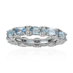 Anillo en plata con Topacio azul cielo