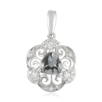Colgante en plata con Obsidiana Copo de Nieve