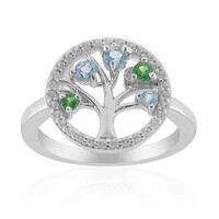 Anillo en plata con Topacio azul suizo