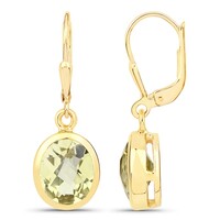 Pendientes en plata con Quarzo limón